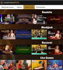 Casino Extra et ses tables en live sur Code Bonus Casino