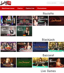 Lucky31 Casino recommandé par Code Bonus Casino