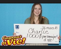 Charlie Lagarde, la gagnante de l;a loterie de Loto Québec "Gagnant a Vie"