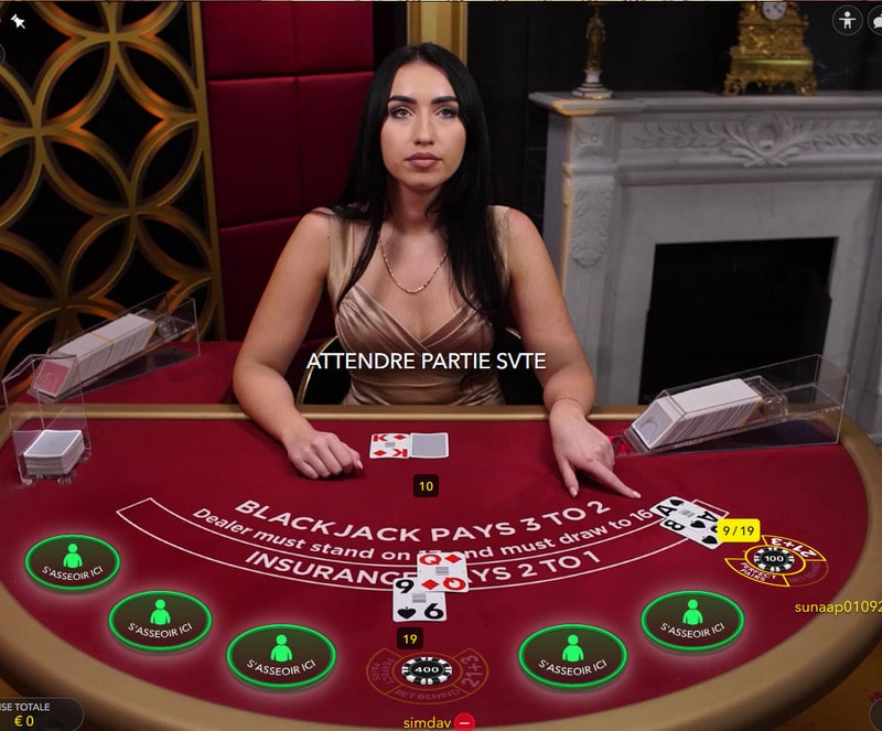Table de Live Black Jack d'Evolution Gaming Table de Live Black Jack d'Evolution Gaming