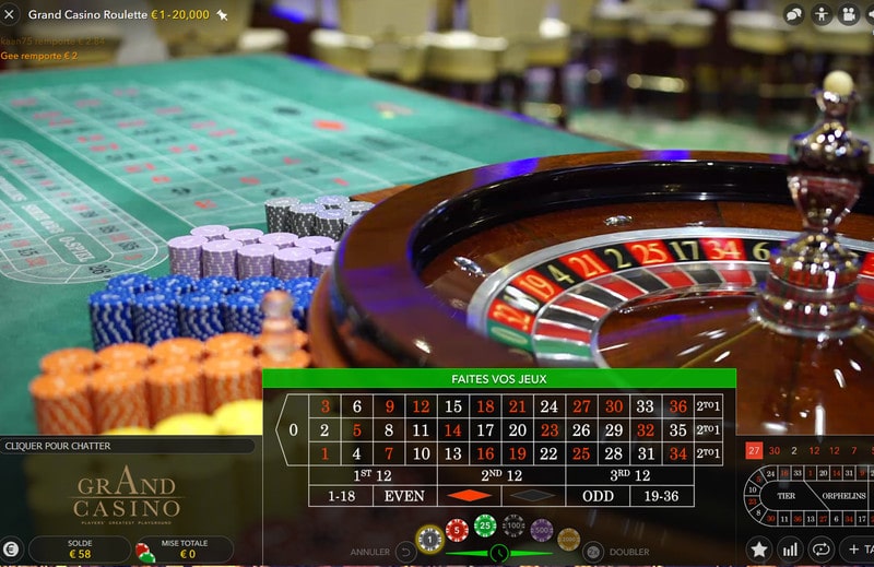 Roulette en direct du Grand Casino de Bucarest en Roumanie