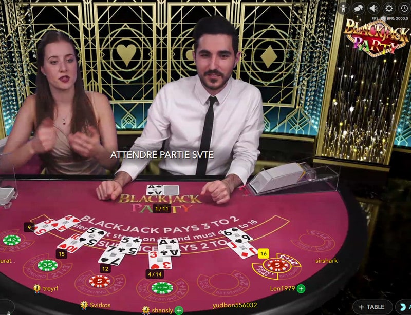 Table en live de Blackjack Party d'Evolution Gaming Table en live de Blackjack Party d'Evolution Gaming